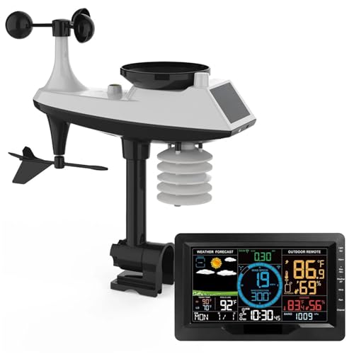 Estación Meteorológica, Estación Meteorológica Inalámbrica profesional, pluviómetro 8 en 1 con Sensor exterior, pronóstico del tiempo, estación meteorológica Horloge de humedad
