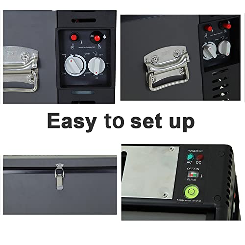 Smad Propane Freezer, Deep Freezer Propane/Electric, 3-Way 12V For Indoor & Outdoor 2.4 Cu.ft, Portable Freezer 12V/110V/Gas Lpg, Outdoor Camper Freezer Cooler, Black With Lock #TOP4