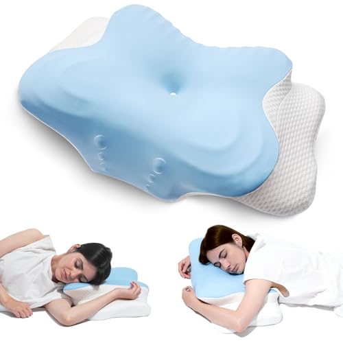 Memory Foam Cervical Neck Pillow, Cervical Pillows for Neck and Shoulder, Ergonomic Contour Bed Pillow Side Sleeper Pillows for Adults, Neck Support Pillow for Back Stomach Sleepers
