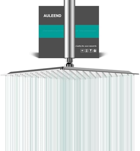 Lordear 12x12 Inch Stainless Steel Rainfall Shower Head - Large Square Waterfall Showerhead, Wall Or Ceiling Mount - View #13
