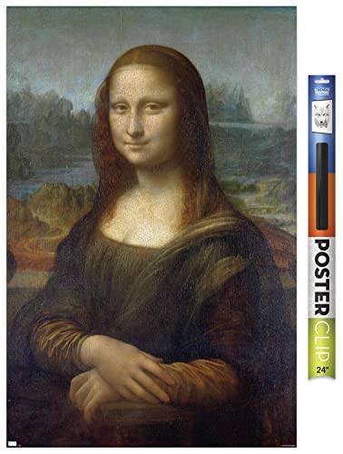 Trends International Mona Lisa by Leonardo da Vinci Wall Poster, 34L x 22.4W, Poster & Clip Bundle