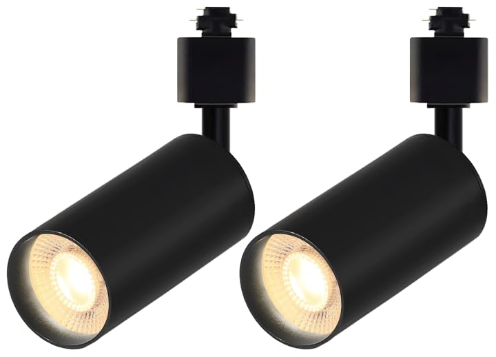 2PCS Dimmable LED Black Track Lighting Heads (No Track Rails) with GU10 Bulbs, 4000K Ceiling Spotlight Fixtures for Accent Lighting for Home, Store, Moblie Cart