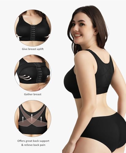 Image of FeelinGirl Arm Shaper for Women Post Surgery Arm Lipo Compression Sleeves Slimming Arm Faja Front Closure Shapewear Bra