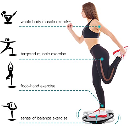 Everymile Wobble Balance Board, Exercise Balance Stability Trainer Portable Balance Board With Handle For Workout Core Trainer Physical Therapy & Gym 15.7" Diameter No-Skid Surface #TOP5