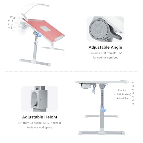 Image of iXTRA Adjustable Laptop Lap Desk with Cooling Fan USB Light for Adults
