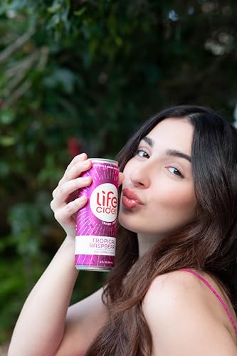 Life Cider | 12 Pack (12 Fl Oz) | Tropical Raspberry | Sparkling Apple Cider Vinegar Beverage | Digestive Health & Immunity Benefits | Low Calorie & Low Carb Drinks | Vitamins C, D3, Zinc, B12