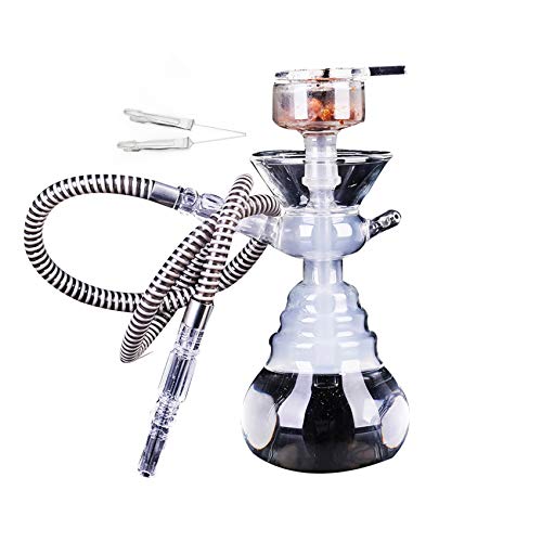 Juego Completo de Cachimba, Pequeño y Moderno Kit de 1 Manguera con Accesorios para Cachimba, Jarrón de Vidrio con Clip de Carbono y Lámina de Aislamiento Térmico