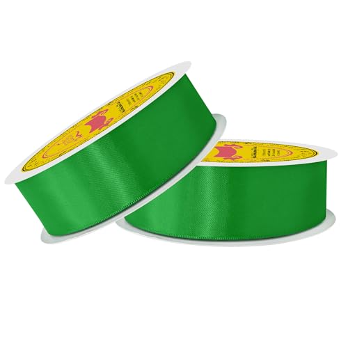 Image of 100 Yards Emerald Green Satin Ribbon Polyester Ribbon for Gift Wrapping Very Suitable for Weddings Party Hair Bow Invitation Decorations and More（1-1 /2 inch X 50Yards X 2 Roll）