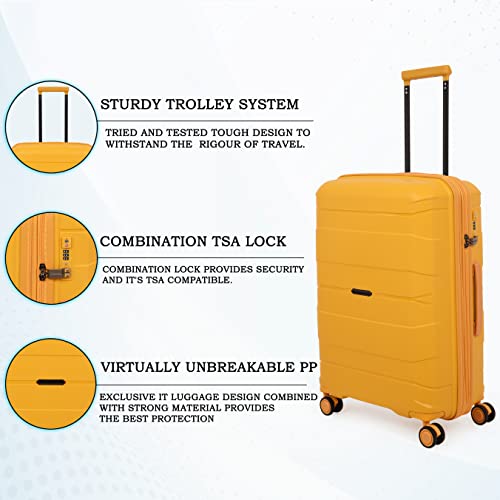 Image of it luggage Momentous Mango Yellow Set of 2-24 & 20 inches Cabin with Padded Laptop Section & Medium Expandable Polypropylene Hardsided with TSA Lock & Wet Pouch Inside 8 Wheel Trolley Bag