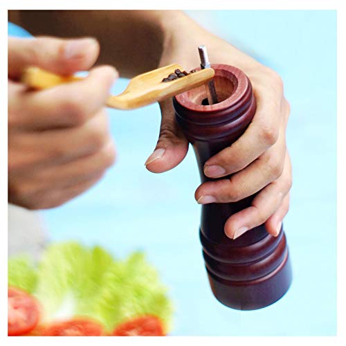 Dgyll 8 Inch Beech Wooden Salt And Pepper Grinder Set Mill Set 2Pcs Set Adjustable Ceramic & Hardened Carbon Steel Core Grinder (8 Inch S/P Mill 2Pcs-Set, Brown) #TOP5
