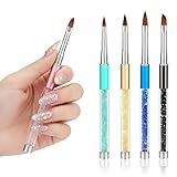 Honoson 5 Pieces Acrylic Nail Brush 3D Nail Brushes for Acrylic Flower UV Gel Pen Painting Tools Home DIY Salon Using Manicure Pen, Size 4, 6, 8, 10, 12
