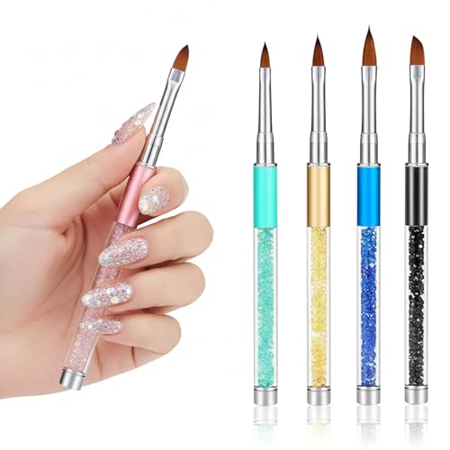 Honoson 5 Pieces Acrylic Nail Brush 3D Nail Brushes for Acrylic Flower UV Gel Pen Painting Tools Home DIY Salon Using Manicure Pen, Size 4, 6, 8, 10, 12