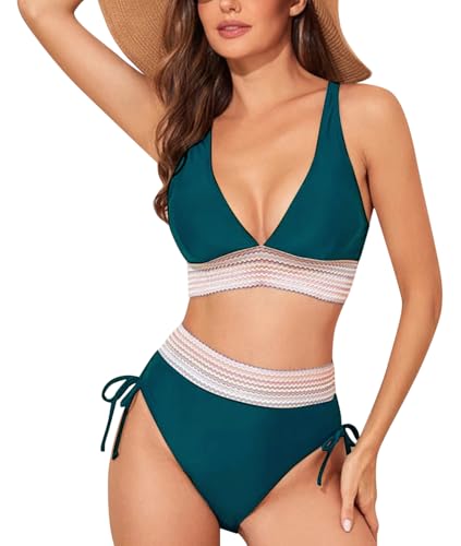 Women Bikini Sets Tummy Control Swimsuits Drawstring Bathing Suit2