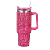 Lashicorn Rhinestone Hot Pink Tumbler Bling 40 oz. with Handle Straw Lid Drink Water Bottle Cup Sparkly Glitzy Animal Diamond Wholesale
