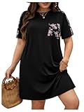 Milumia Women Casual Short T Shirt Dress Short Sleeve Straight Mini Tee Shirt Dress, Black, Small