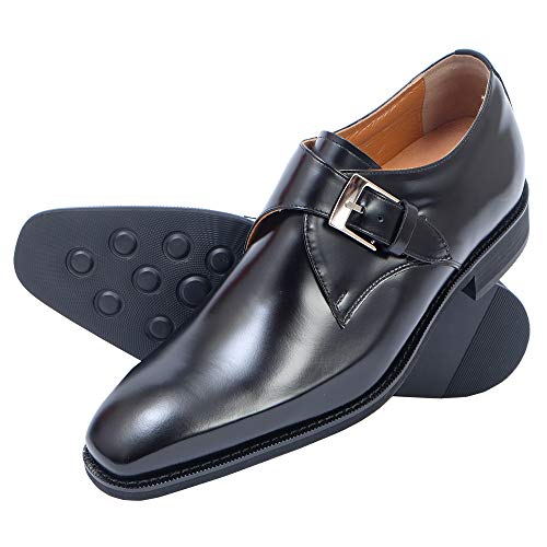 [北嶋製靴工業所] シークレットシューズ 6cmアップ ビジネスシューズ 革靴 本革 モンクストラップ 日本製 プレーン 冠婚葬祭 フォーマル メンズ 1925 ブラック 25.5 cmのサムネイル