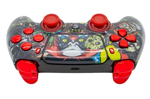 Image of Custom Controllerzz Custom Wireless Controller Compatible with PS5 - Multiple Designs Available (Scary Party & Red Chrome Inserts)