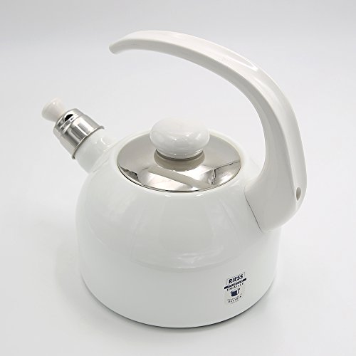 Preisvergleich Produktbild Riess Flötenkessel Wasserkessel Emaille weiß Höhe 22 cm 2 Liter