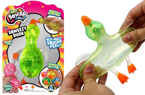 JA-RU Squishy Glitter Duck Fidget Toy Bulk (24 Pk) 4536-24s
