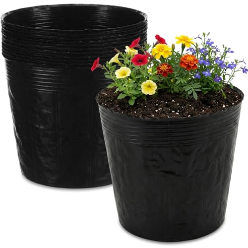 Ferrochef 50 Pcs 3 Gallon Nursery Bags 12 Inch Soft Plastic Seedling Pots with Drainage Holes Bulk Seed Plant Bags for Large Flowers Trees Vegetables Indoor Outdoor Women Gardening Gifts Black