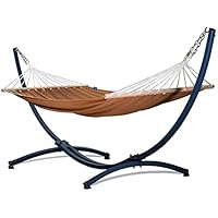 Potenza amaca da giardino con struttura in acciaio, per 2 persone, amaca 220 x 160 con barre trasversali, portata 200 kg (Verde, Telaio standard