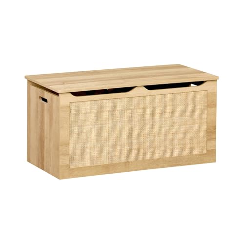 sweeek - Coffre à Jouets cannage. Couvercle. poignées latérales pour Chambre Enfant