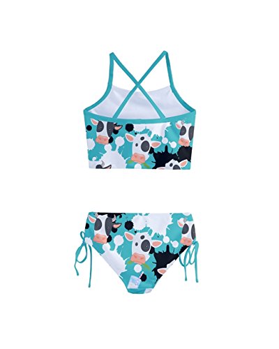 Image of PattyCandy Little Girls Bathing Suit Milk & Cow Prints Tankini Swimsuit - 10