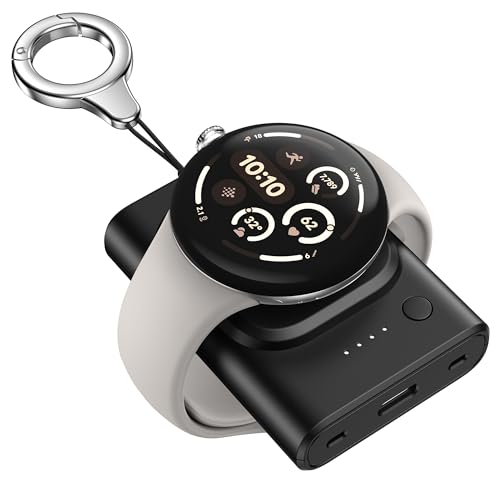 SwanScout Charger for Google Pixel Watch 3/2, for Fitbit Versa 4/Versa 3/Sense 2/Sense/Ace LTE (Excl. Pixel Watch 1), 1800mAh Portable Charger with Keychain, SwanScout 305G2