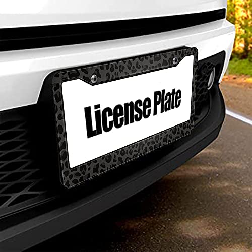 Beabes Black Animal Print License Plate Frame Leopard License Plate Holder Giraffe Cheetah Pattern Car Tag Frame License Plate Cover Car Accessories 2 Holes Novelty Auto Car Tag Vanity Gift #TOP4