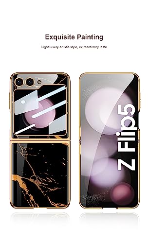 Coque Galaxy Z Flip 5 fine anti rayure étui rigide crocodile noir