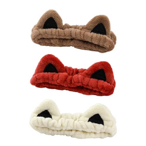 baojielai Diadema elástica para mujer, diadema para lavar la cara, adorable gatito, de felpa, para lavar la cara, para el hogar, maquillaje