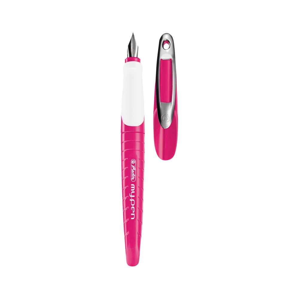 Herlitz Schulfüllhalter My.pen Für Rechtshänder - Pink/weiß Mit M-Feder & Praktischem Folienetui