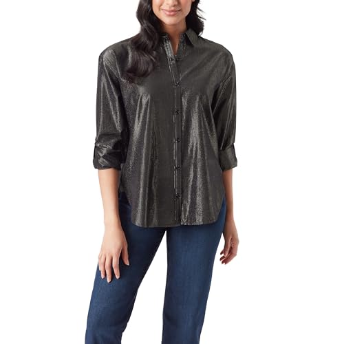 Image of Gloria Vanderbilt Women's Amanda Oversized Button Down Shirt with Roll-tab Sleeves