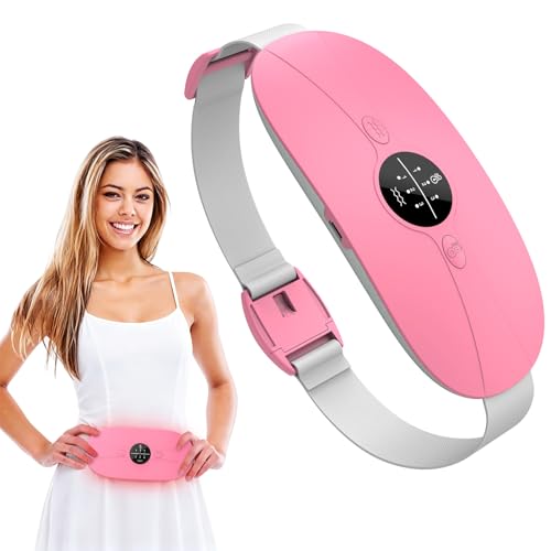 Cordless Portable Heating Pad 3 Heat & 3 Massage Modes Wearable Warming Belt Electric Belly and Back Heat Pad for Women Comfort Fast Heating Waist Wrap for Home Office Pink