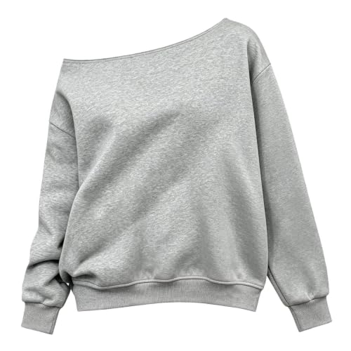 Furundly Off the Shoulder Sweatshirt Women Long Sleeve Oversized Pullover - image 3