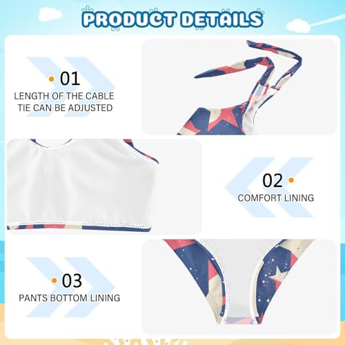 KLL 4th July American Independence Day Girls' 2 Piece Bikini Set Beach Bathing Suit Swimming Suits Cute Shoulder Strap4