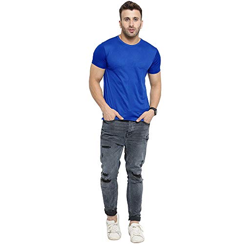Image of TQH Men Dri Fit Polyester Half Sleeve Round Neck Multicolor t Shirts - Combo Set of 2