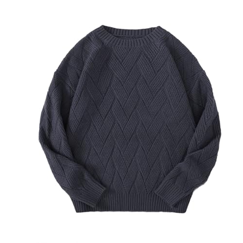 Men Japanese Style Round Neck Couple Sweater Plain Weave Business Casual Tops