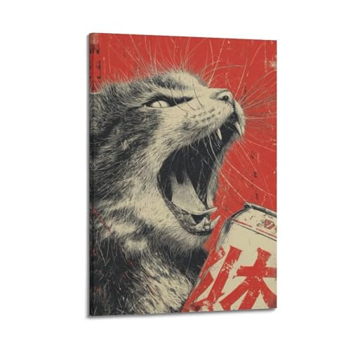 Impression sur toile vintage premium de club de chat encadrée format 60 x 90