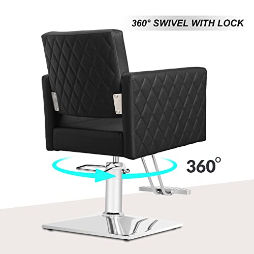 Paddie Salon Chair For Hair Stylist, Height Adjustable Hydraulic Chair Barber Chairs All Purpose Beauty Spa Salon Equipment, Max Load Weight 330 Lbs (Black-New) #TOP7
