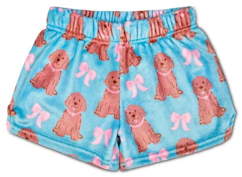 iscream Big Girls Playful Print Silky Soft Plush Shorts - Bow-Tiful Puppy Small (6/8)