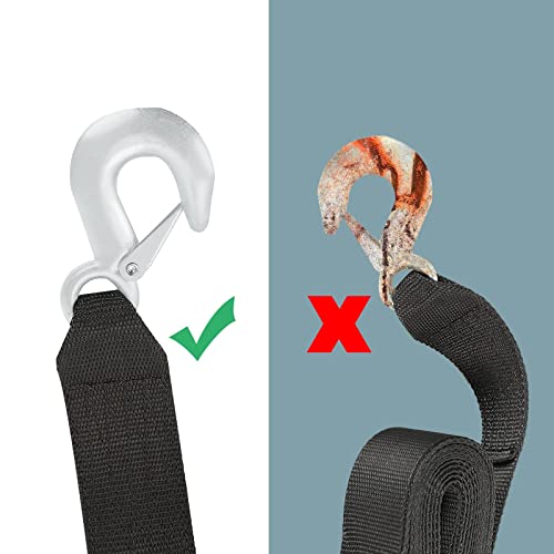 2" X20' Trailer Winch Strap With Safety Snap Hook Breaking Strength 10000 Lbs Max Towing Working Load At 3300 Lbs For Atv Jetski Trailer Boat Wave Runner Towing Heavy Duty Equipment， Black #TOP5