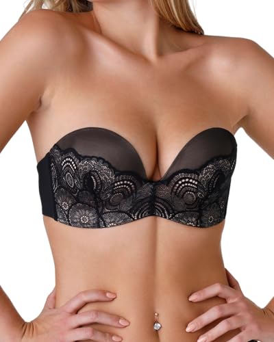 Wonderbra Brasier sin Tirantes Refinado Glamour Ultimate para Mujer, Negro, 95C
