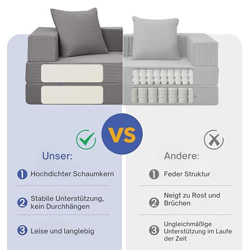 Sofá cama convertible 4 en 1 cómodo sillón cama plegable con reposabrazos gris 6