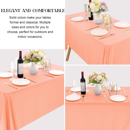 Image of 4 Pack Rectangle Tablecloth for 6 Foot Tables Washable Polyester Table Cover for Wedding Dining Table Parties Banquet(60x102 Peach Coral)