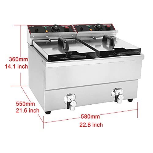 GETZ Kommerzielle Fritteuse, Elektrische Hochleistungsfritteuse aus Edelstahl, mit Korb Und Deckel, Ablaufsystem Und… – Bild 3