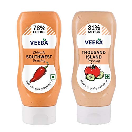 Veeba Salad dressings Combo - Chipotle Southwest, 300g and Thousand Island Dressing, 300g - Pack of 2