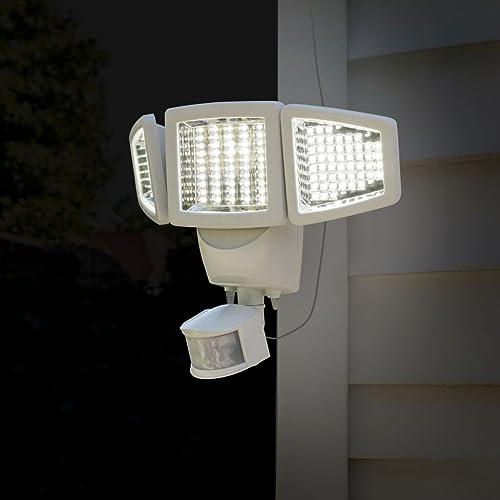 Sunforce 82153 150-LED Triple Head Solar Motion Light, 1000 Lumen Output, 30ft. (9.1m) Detection Distance, 180 Degrees Detection Range, Fully Weather Resistant & can be Mounted Almost Anywhere, White