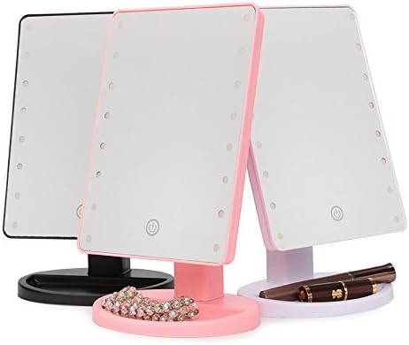 Over The Clound 22 LED Pink Touch Screen Makeup Mirror Professional Vanity Mirror Lights Health Beauty Adjustable Countertop 180 Rotating