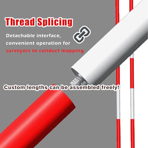 Poste de aluminio para topografía rojo y blanco con punta metálica y bolsa 5